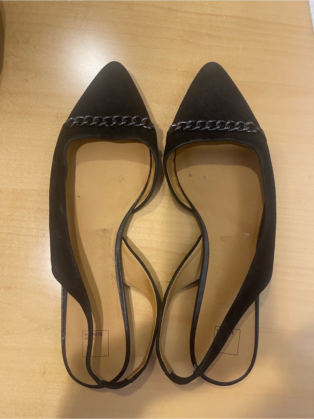 14th & Union Black Leather Sling Back Point Toe Flats